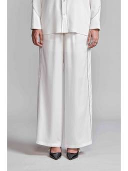 dash and dot - Off White Contrast Piped Pant