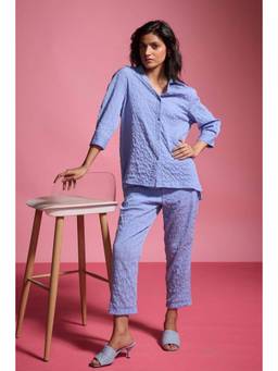 dash and dot - Blue Crinkle Textured Pant