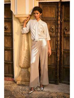 dash and dot - Rose Gold Textured Lama% Pant