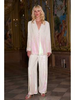 dash and dot - White Ombra% Sequin Pant