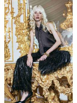 dash and dot - Black Cascading Sequin Fringe Pant
