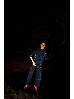 dash and dot - Blue Sequin Culotte Pant