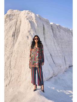 dash and dot - Black Shawl Stripe Pant