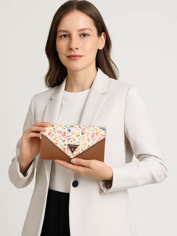 ESBEDA - Tan Color Floral Envelope Wallet For Women