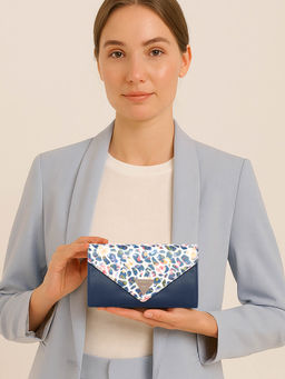 ESBEDA - Blue Color Floral Envelope Wallet For Women