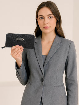 ESBEDA - Black Color Blossom Weave Wallet For Women