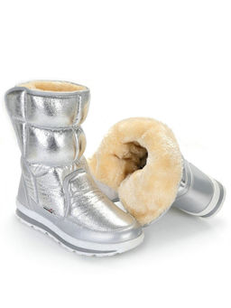 Little Surprise Box - Kids Unisex Snow-Winter Boots Silver Shiny Hologram