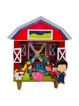 Little Surprise Box - Barnyard Piggy with Cowboy -Red