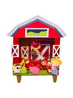 Little Surprise Box - Barnyard Piggy with Cowgirl -Red