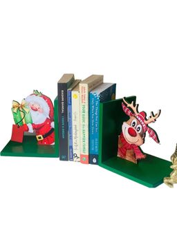 Little Surprise Box - Santa and His Rudolf Bookend (Set of 2)