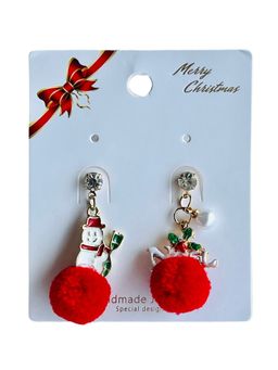 Little Surprise Box - Xmas Earrings Red Pompom Noel and Snowman