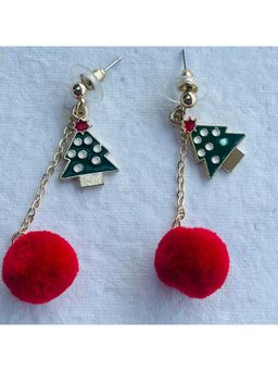 Little Surprise Box - Xmas Earrings Red Pompom Polkadots Tree