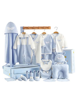 Little Surprise Box - 23 Pcs Newly Born Baby Girl-Boy Gift Hamper Printed- Blue (0-6 Months)