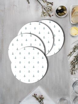 Space of Joy - Blue Anchor Vector Premium Printed Round MDF Wooden Placemats