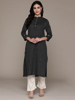 Readiprint - A Line Style Cotton Fabric Black Kurta