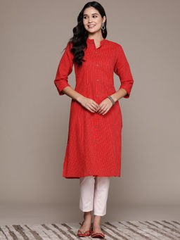 Readiprint - A Line Style Cotton Fabric Red Color Kurta
