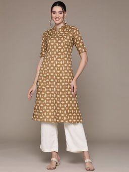 Readiprint - A Line Style Cotton Fabric Brown Color Kurta