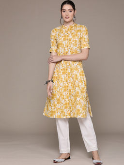 Readiprint - A Line Style Cotton Fabric Mustard Color Kurta