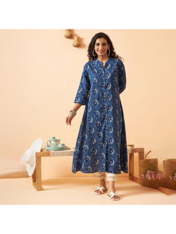 Aravalii - Indigo Reef Hand Block Print Kurta
