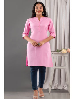Kohsh - Cotton Flex Solid Straight Kurta - Pink