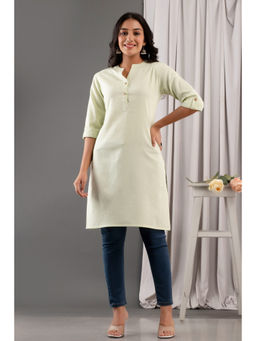 Kohsh - Cotton Flex Solid Straight Kurta - Green