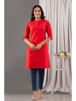 Kohsh - Cotton Flex Solid Straight Kurta - Red