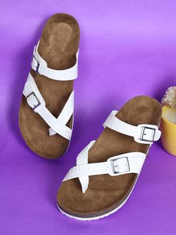 MOZAFIA - Womens White One Toe Sandals