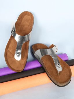 MOZAFIA - Womens Silver Round Toe Sandals