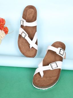 MOZAFIA - Womens White One Toe Sandals