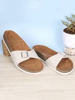 MOZAFIA - Womens Beige Round Toe Sandals