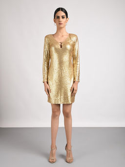 Attic Salt - Gold Boohoo Shimmer Dress