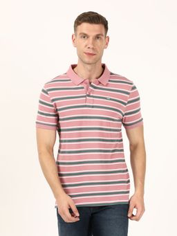 Wrangler - Men Pink Striped Polo T-Shirt