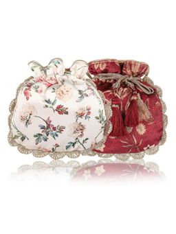 Fuchsia by Aashka Mehta - Aashka Mehta Red Printed Potli