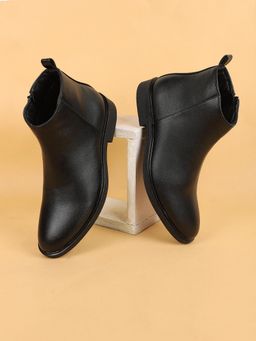 Carlton London - Mens Classic Black Zippered Ankle Boots - Black