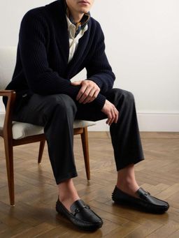 Carlton London - Mens Textured Bit Moccasin Loafers - Black