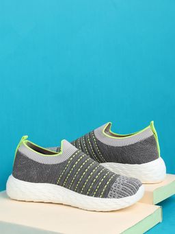 Carlton London - Womens Comfortable Slip-On Knit Sneakers - Grey