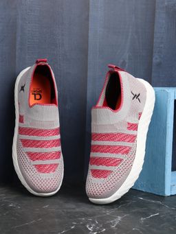 Carlton London - Womens Comfortable Slip-On Knit Sneakers - Grey