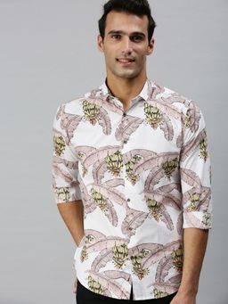 SHOWOFFFF - Men's Casual Cotton Printed Shirts-white