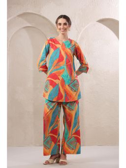 Jisora - Womens Multicolour Printed Cotton Loungewear Set