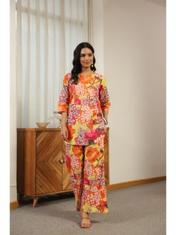 Jisora - Womens Multicolor Printed Cotton Loungewear Set