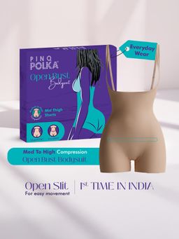Pinq Polka - Shapewear Shapesyncopen Bust Bodysuit Open Slit Back for Easy-Pee Access