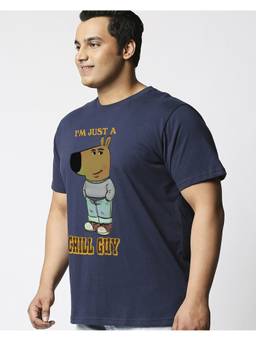 Bewakoof - Men'S Navy Blue Chill Guy Printed Oversized Plus Size T-Shirt