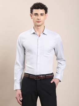 Turtle - Premium Men Pure Cotton Regular Solid Grey Shirt