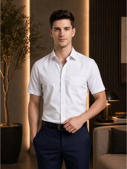 Turtle - Modern Classic Men Pure Cotton Slim Solid White Shirt
