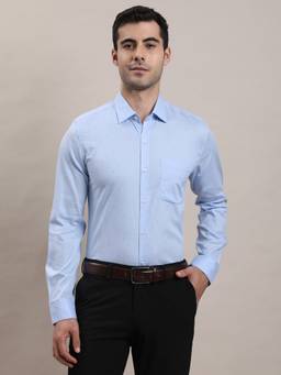 Turtle - Smart Style Men Pure Cotton Slim Solid Blue Shirt