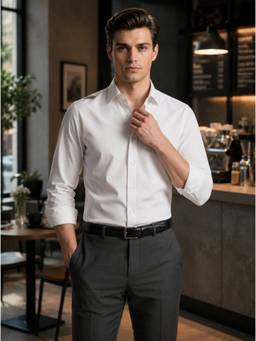Turtle - Premium Style Men Cotton Blend Slim Solid White Shirt