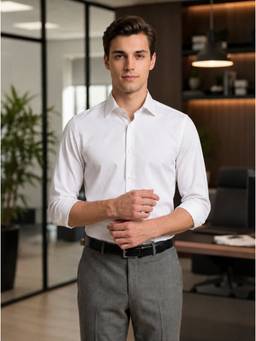Turtle - Everyday Style Men Pure Cotton Slim Solid White Shirt