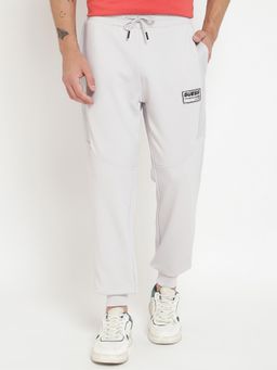 Guess - Men Grey Solid Mid Rise Ankle Length Joggers Style Trackpant