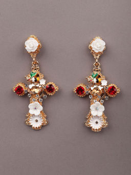 Odette - Gold-Tone Crystal-Embellished Drop Earrings