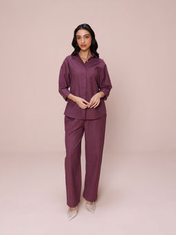 COSSET CLOTHING - Purple Linen Co-Ord (Set of 2)